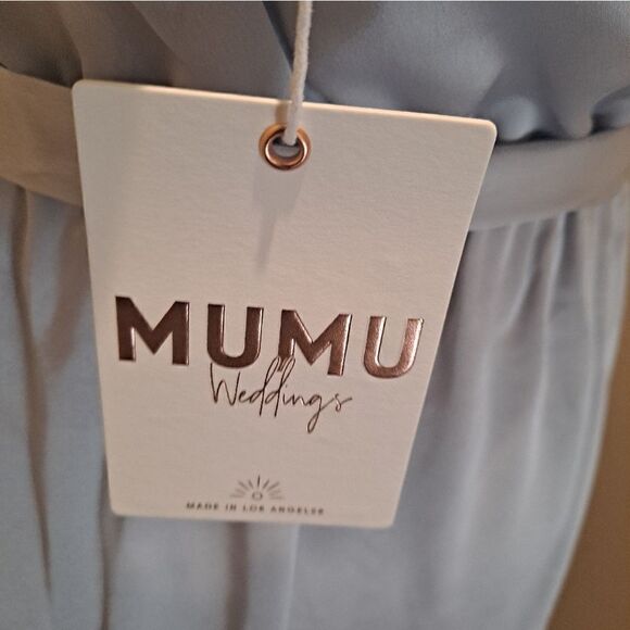 Show Me Your Mumu Samatha Ruffle Wrap Satin Dress Silver Luxe Satin Medium - Picture 5 of 6